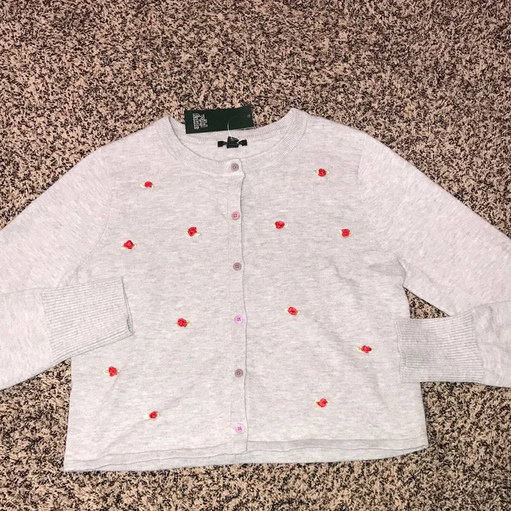 ๐Wild Fable Rosette Embroidered Button Down Gray Cardigan Various Sizes | NWT - Picture 1 of 8